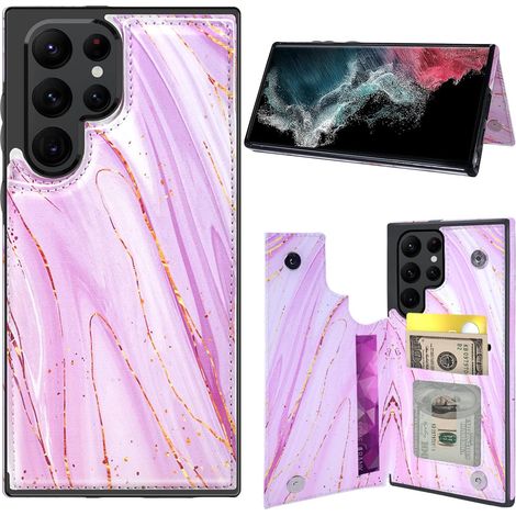 CUSTODIA SAMSUNG GALAXY S22 ULTRA IN PELLE PU CON PORTAFOGLIO ROSA (1/5)