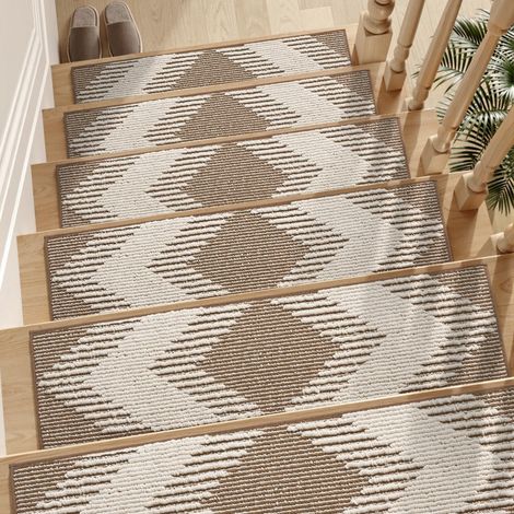Tapis d'escalier antidérapant 7 Paquets de 76x20cm pour Les marches en Bois de sécurité antidérapant pour Les Personnes âgées et Les Enfants Auto-adhésif Non résiduel(Beige)