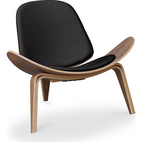 Poltrona - Poltrona scandinava - Rivestimento in ecopelle - Lucy Nero