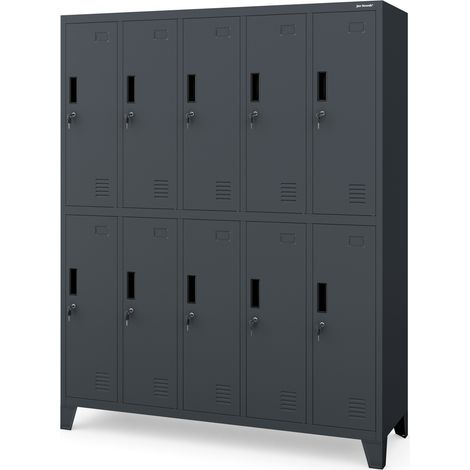 Armoire vestiaire métallique BHP à 10 portes BARTEK 1360 x 1720 x 450 mm, anthracite