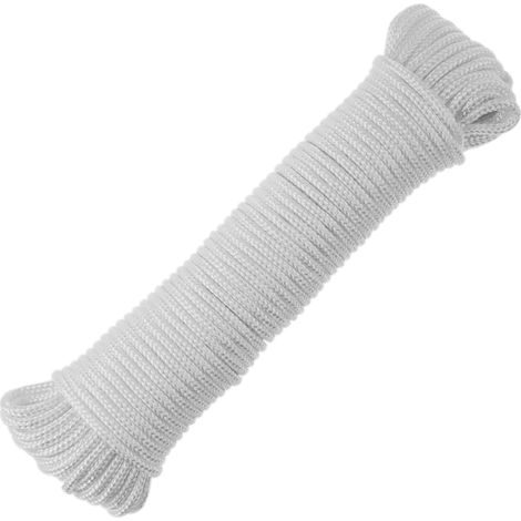 PrimeMatik - Corde en polyester tressée 10 m x 3 mm blanche (1/5)