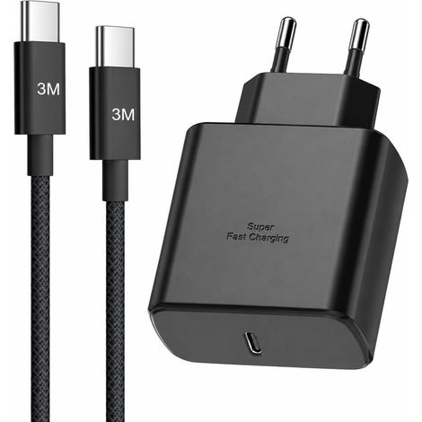45W Chargeur USB C Rapide pour Samsung Galaxy S26 Ultra/S26+/S26/S25/S25 Ultra/S24/S23/S22/A55/A54/A16/ A56/A26 /A54/Z Fold /Flip7/6/5, Prise Secteur USB C avec Nylon 3M Cable USB c Charge Rapide (1/5)