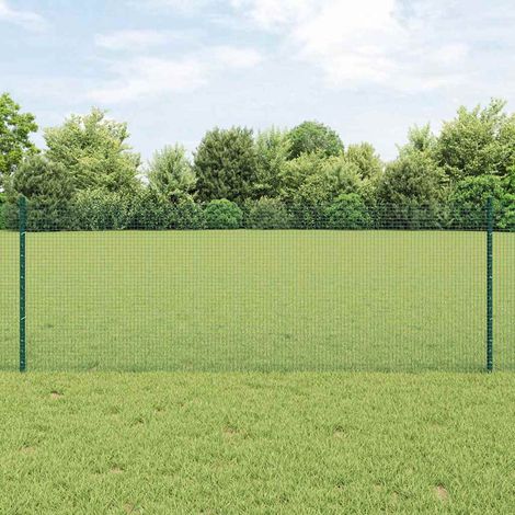 Zaun mit Pfosten Grün 0,8 x 10 m Stahl und PVC