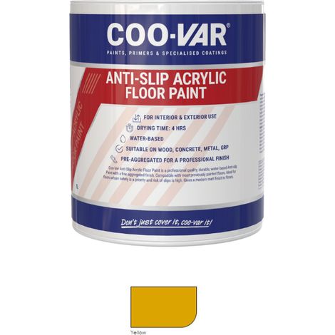 CooVar Anti Slip Acrylic Floor Paint - Yellow - 2.5 Litre