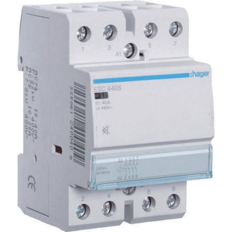 Hager ESC440S Contactor Silencioso, 40A, 4NA, 230V