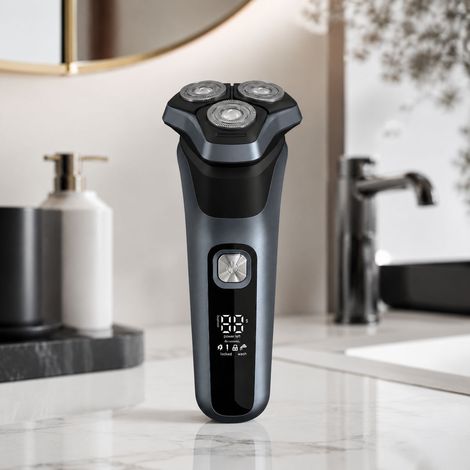 Rasoir Électrique 3 Têtes Flottantes Étanche IPX6 Affichage LED Recharge USB-C Autonomie 150min (1/5)