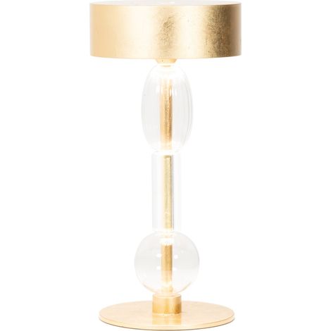 Zafferano Royal Family Wi-Fi - Lampada da Tavolo Led Ricaricabile Smart, Dimmer Touch, 36h Autonomia - Alluminio Foglia Oro e Vetro Soffiato (1/4)