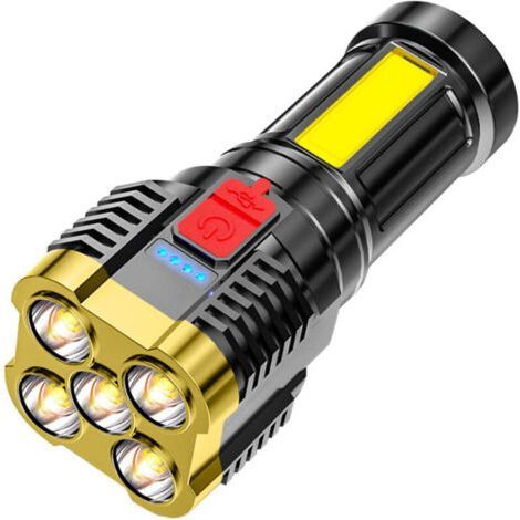 (Gold)Super Powerful LED Flashlight, LED Flashlight, Rechargeable Flashlight, Waterproof, Adjustable Zoom Flashlight for Camping Hiking Emergency (1/5)