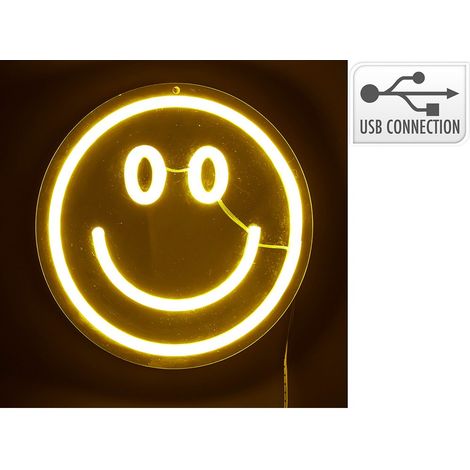 Luz led neón decorativa carita - espejo, 20 x 20 cm