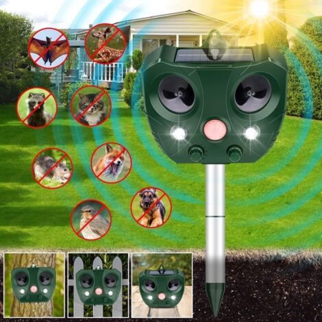 Répulsif pour chat Répulsif extérieur pour mouffettes pour chien de jardin Répulsif pour raton laveur et écureuil Répulsif solaire pour animaux Répulsif ultrasonique extérieur étanche à détection (1/5)