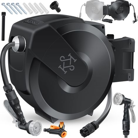 KESSER® Avvolgitubo da parete automatico - 15 m, antracite / nero (1/5)