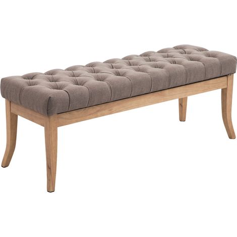 Banco Recibidor Ramses En Tela & Madera Clara Gris topo 120 cm