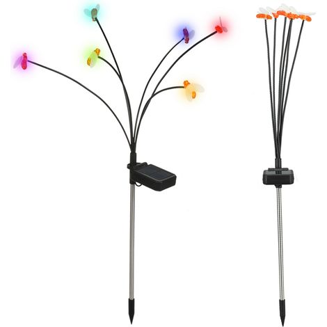 Bienenförmige LED-Solar-Bodenleuchte für Garten, stimmungsvolle Außenbeleuchtung für Rasen und Camping, 6 Leuchtenköpfe, warmes Licht (1/5)