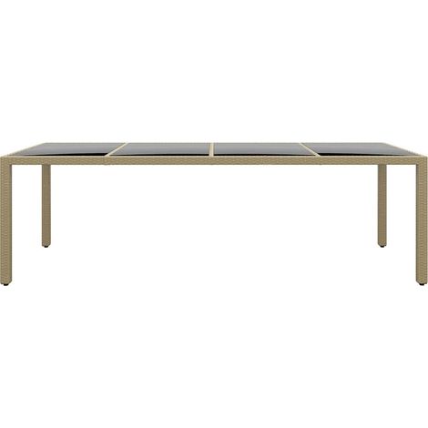 Maison Exclusive - Gartentisch mit Glasplatte Beige Poly Rattan (1/5)