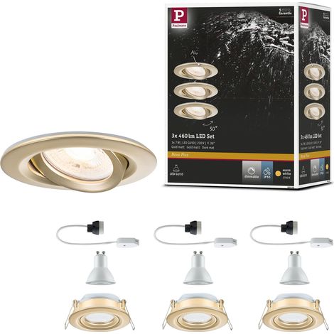 Spot encastré LED Nova Plus IP65 rond 93mm 30° GU10 3x6W 3x460lm 230V gradable 2700K Doré mat (1/5)