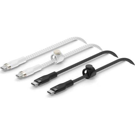 Belkin1x2 Belkin PRO Flex-gefl.Sil. 1m USB-C/USB-C s+w CAB011bt1MBW2PK (CAB011BT1MBW2PK)