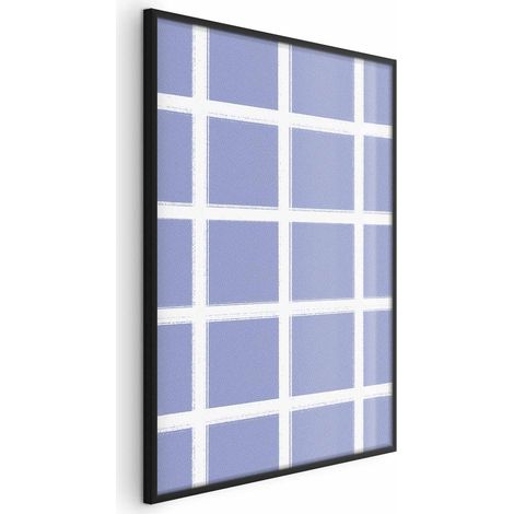 Poster – Weiße Linien – ein Raster mit großem Maschenmuster auf blauem Hintergrund (1/4)