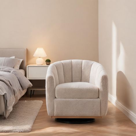 Fauteuil beige en chenille 81 x 73 x 75,5 cm (1/5)