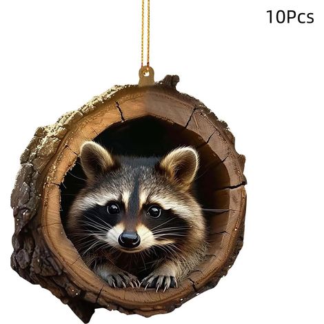 Guirlande Animale Noël - Décoration En Acrylique Pour Arbre De Noël - Squirrel Et Animaux Forestiers - 10 Pièces (1/5)