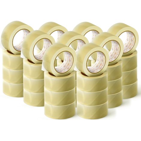 OFITURIA Nastro adesivo trasparente per imballaggio di scatole di cartone per spedizioni e traslochi. Sigillo per imballaggi sicuri e resistenti, 48 mm x 120 m, trasparente, 48 rotoli (1/5)