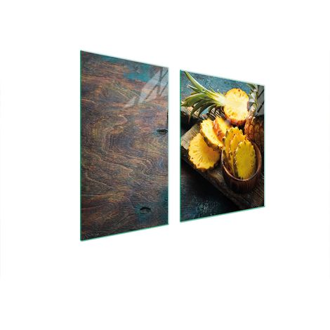 ASSIETTE EN VERRE et PLANCHE À DÉCOUPER 100x52 ANANAS (1/5)
