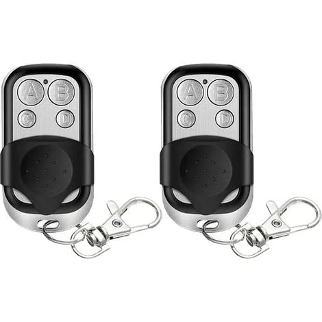 Lot de 2 Telecommande Portail Universelle 433.92 MHz, Bip Portail Universelle 4 Boutons ABCD, Telecommande Garage Universelle Copieuse Code Fixe, Telecommande Porte de Garage sans Fil Noire (1/5)
