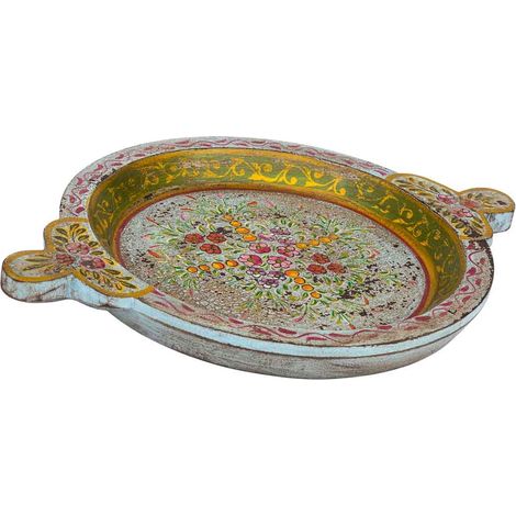 Bandeja de madera pintado artesanal verde 50x39x5h cm (1/5)
