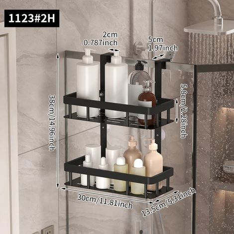(1123-2H) Étagère murale à trois niveaux pour salle de bain, étagère de porte, étagère pour gel douche, étagère de rangement pour produits de douche (1/5)