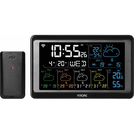 ORNO STACJA POGODOWA BEZPRZEWODOWA, WI-FI, TEMP, WILG, LCD, CZARNA &&