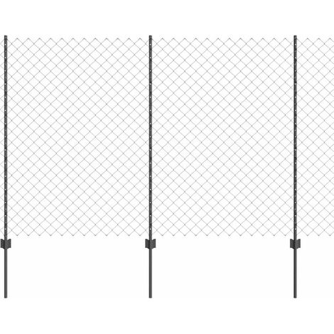 Grillage rouleau,Clôture en maillons de chaîne avec 20 poteaux en U Gris 1,6x10 m Acier CFW5411239 (1/2)