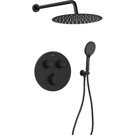 Ensemble de douche thermostatique à encastrer SMART SELECT, 2 sorties, sortie, noir mat