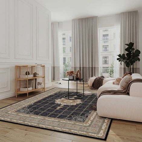 Tapis oriental tissé Eastern Elegance - 300x200cm, Rectangular - 80% Polyester, 20% Coton - Tissé - Bleu foncé