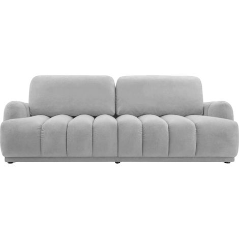 MARIA - Canapé droit convertible lisse 3 places Gris clair (1/5)