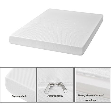 Matelas confortable, couvre-lit antidérapant avec poignées, certifié Oeko-Tex, ergonomique, respirant et durable, fermeté H3, 90 x 200 cm (1/5)