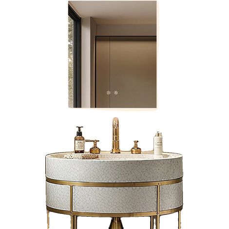 Espejo de baño LED, control táctil, función antivaho, 50x70cm (20x28 pulgadas) (1/2)