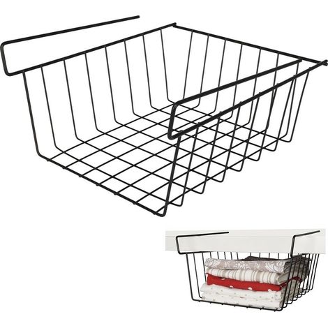 Panier en metal noir pratique pour un rangement suspendu supplementaire