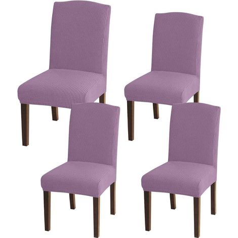 Housses de chaise extensibles jacquard lot de 4 violettes (1/5)