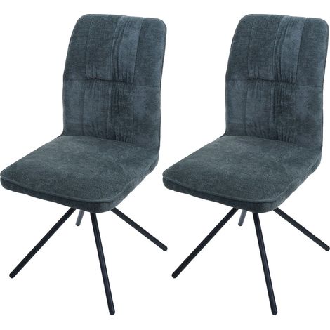 Lot de 2 chaises de salle à manger HWC-N99, chaise de cuisine, pivotante Auto-Return, tiss (1/2)