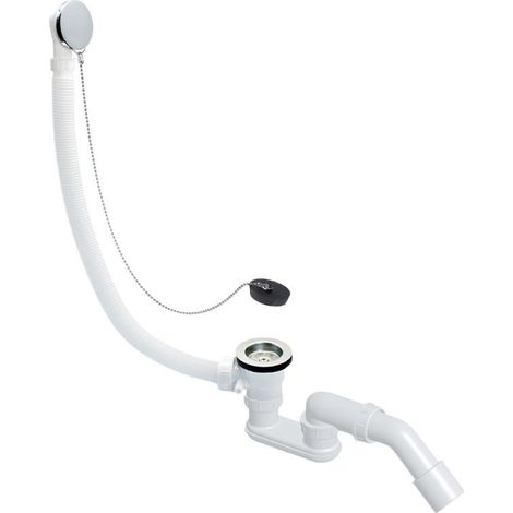 Ensemble complet vidage de baignoire Distance du Centre 65cm avec siphon orientable Ø40 et bonde à boucho (1/4)