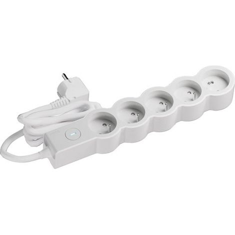 Multiprise Fb 5x2pt Standard Interrupteur 3m Blanc/gris - Legrand