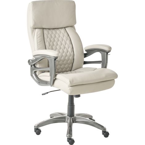 Silla ejecutiva de oficina asiento inclinable acolchado grueso piel sintética beige Gallant (1/5)