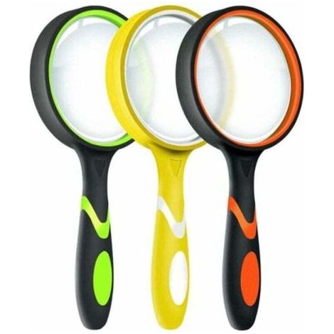 Lot de 3 loupes grossissantes 10X pour la lecture des enfants, loupe portable antidérapante, grandes loupes de 75 mm