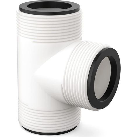 1 raccord de tuyau en T, pour piscine hors sol, diamètre 38 mm, en PVC rigide, avec joints en caoutchouc noir, pour branchement et dérivation de tuyaux (1/5)