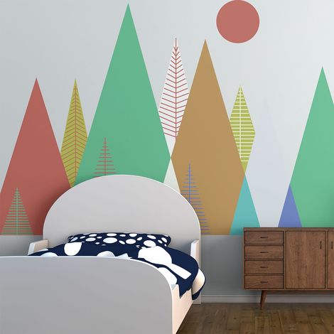 Stickers muraux enfants - Décoration chambre bébé - Autocollant Sticker mural géant enfant montagnes scandinaves DORIKA - 60x90cm (1/5)