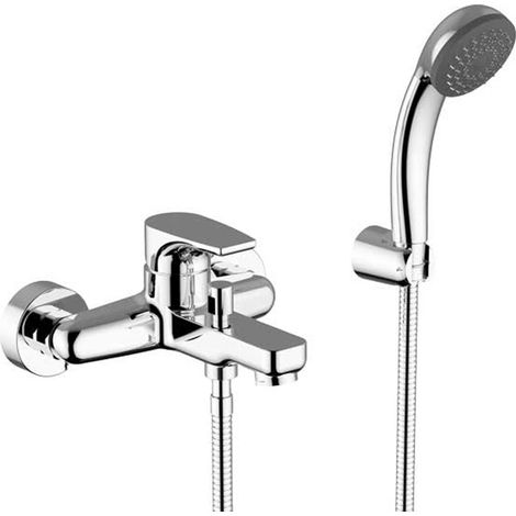 Miscelatore vasca esterno in ottone cromo lucido completo di set doccia Zyra (1/2)