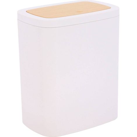Bidone per rifiuti in gomma abs + pvc bambù 5l - bianco - Tendance (1/2)