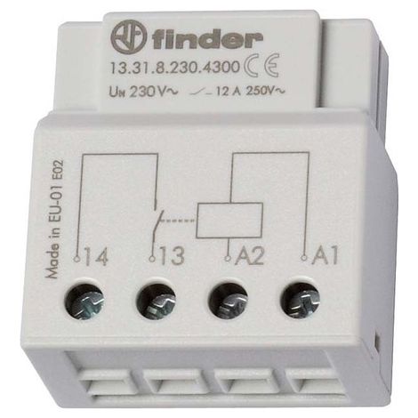 Finder – Relais à encastrer monostable 1 NO 230V 12A 133182304300 – Boîtier de commutation IP20 – Courant 12A pour contrôle circuits électriques