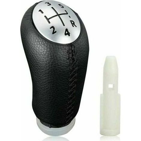 Pomello del cambio manuale Ulisem in pelle nera con adattatore per Renault Clio III 2005-09, Megane 2 e Laguna 2003-09. (1/4)