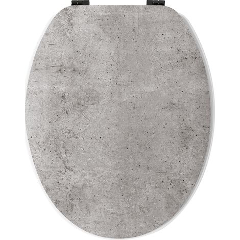 GELCO - Abattant wc real mdf gris charnières métal noir
