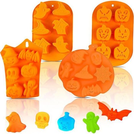Moule Silicone Halloween - Fantome Citrouille - Pour Chocolat Dessert - Température -40 °C à +230 °C - 4 Pièces (1/5)